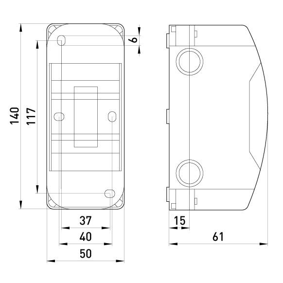 Навесной пластиковый корпус E.Next NT 3-модульный без дверцы IP30 (6670-103) - фото №1