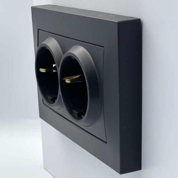 Розетка EL-BI VEGA черный мат 2-я с заземлением ( 510-014830-907 ) - фото №2