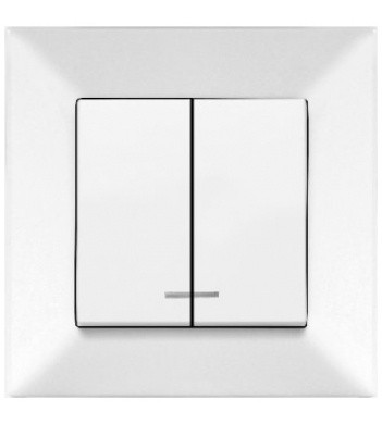 Вимикач 2-клавішний Meridian, з підсвічуванням, білий