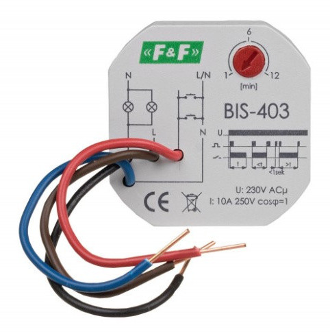 Імпульсне реле F&F BIS-403 10А з затримкою часу