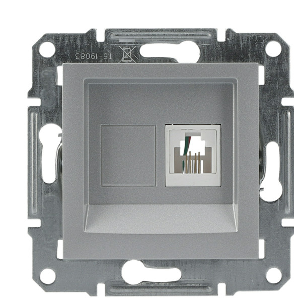 Розетка телефонная без рамки алюминий Asfora, EPH4100161