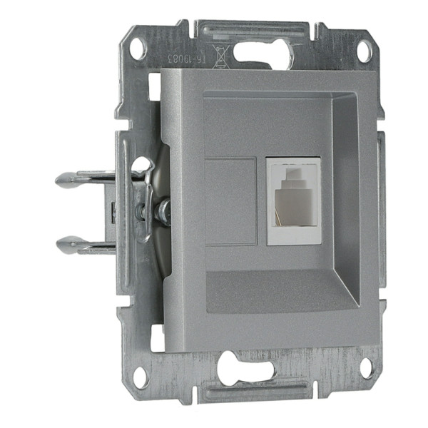 Розетка телефонная без рамки алюминий Asfora, EPH4100161 - фото №1