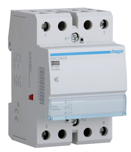 Модульний контактор ESC240S (40A, 2НО, 230В) Hager