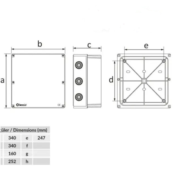 Термопластикова коробка Bemis BB2-1031-0073 ABS 340x340x160 IP44 (5.1.1.98548) - фото №1