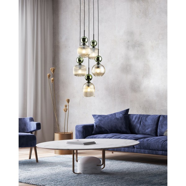 Подвесной светильник, люстра TK Lighting 11149 Sophia E14 5x10W IP20 зеленый - фото №1