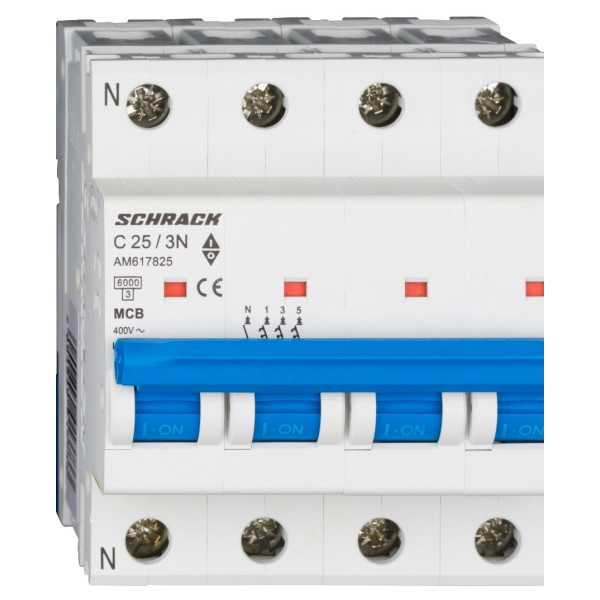 Автоматичний вимикач Schrack AM617825 6кА 25А 3P+N C - фото №1