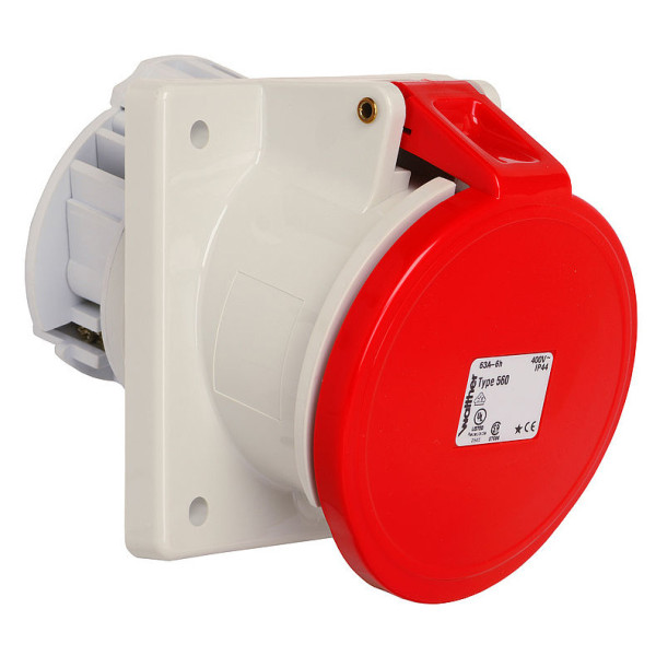 Наклонный силовой разъем WALTHER WL560406 (3Р+PЕ) 63А 380V IP44