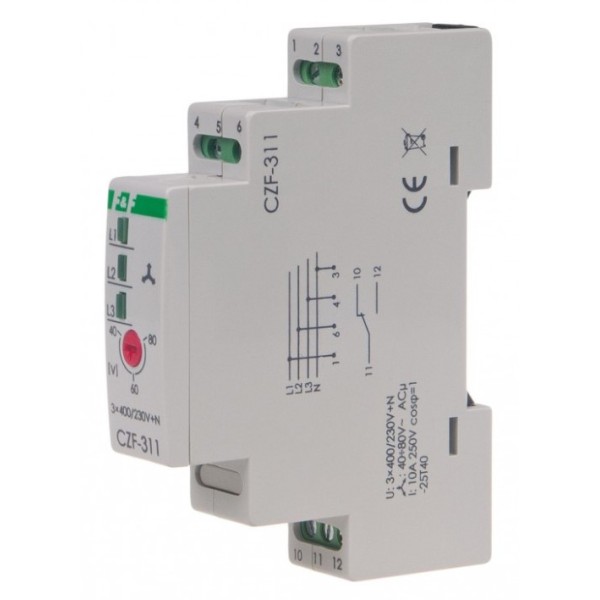 Датчик втрати фази F&F CZF-311 3х400В+N 10А - фото №3