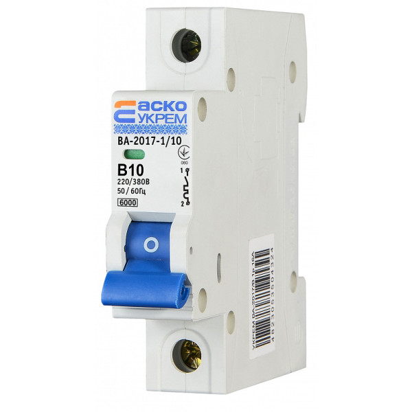 Модульный автоматический выключатель Аско-Укрем ВА-2017/B 1р 10А (A0010170050) - фото №4