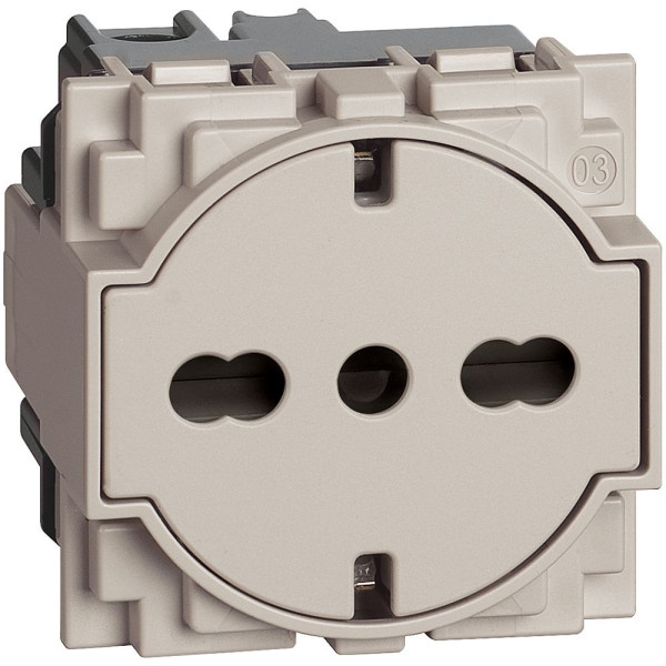 Розетка з плоскою лицьовою панеллю Bticino Living Now KM4140A16F 10/16А 2 модуля (пісочна)