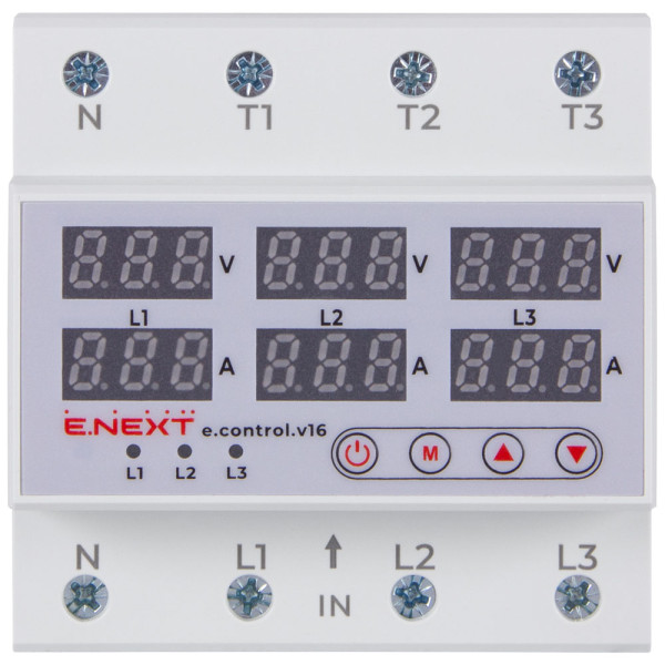 Реле контроля фаз E.Next e.control.v16 63А 3 NO з індикацією (p0690026) - фото №1