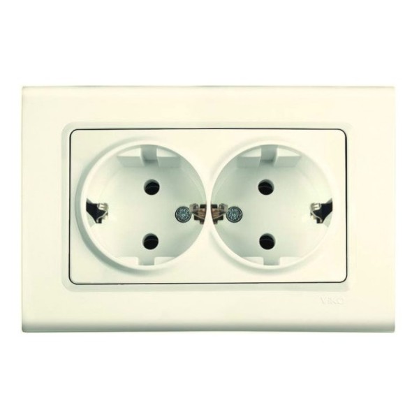 Розетка двойная кремовая VIKO Linnera