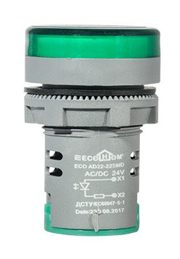 Сигнальна арматура ECOHOME ECO AD22-22SMD 24В AC/DC зелена (ECO090010007) - фото №2