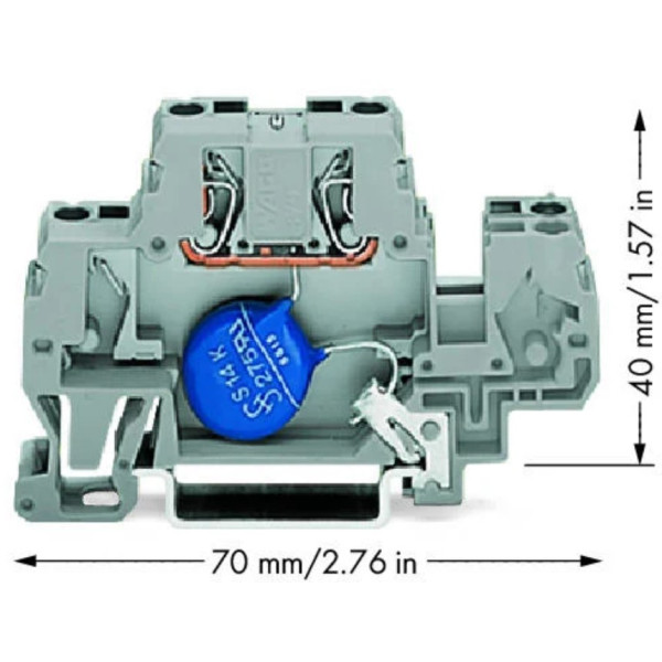 Компонентная клемма Wago 870-523/281-588 с варистором AC 10мм 230В - фото №1