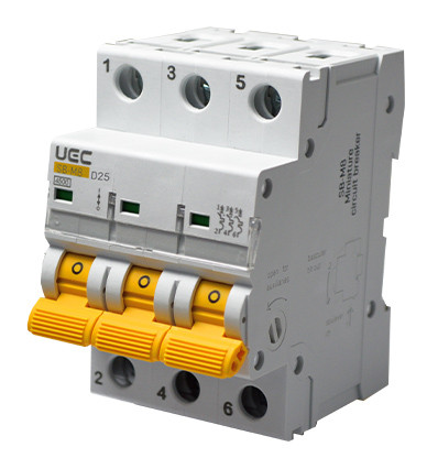 Автоматичний вимикач UEC SB-M8 3P 25A D 4,5кA (MCB45-3-025-D)