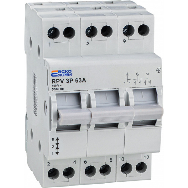 Выключатель-разъединитель Аско-Укрем (І-0-ІІ) RPV 3P 63A (A0010220011)