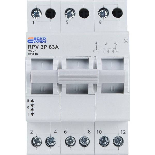 Выключатель-разъединитель Аско-Укрем (І-0-ІІ) RPV 3P 63A (A0010220011) - фото №1