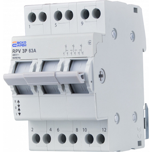 Выключатель-разъединитель Аско-Укрем (І-0-ІІ) RPV 3P 63A (A0010220011) - фото №2