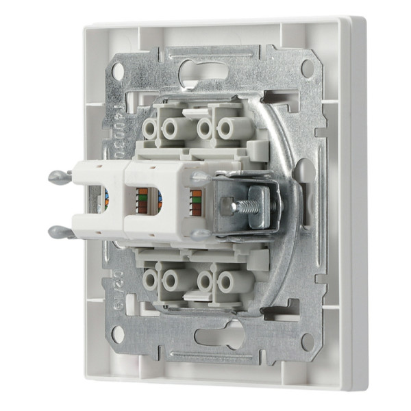 Розетка компьютерная RJ45 кат.5е UTP двойная белая Asfora, EPH4400121 - фото №3