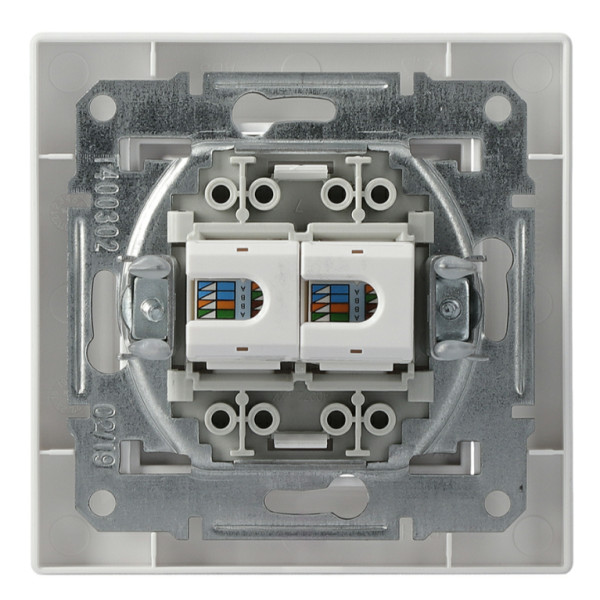 Розетка компьютерная RJ45 кат.5е UTP двойная белая Asfora, EPH4400121 - фото №4