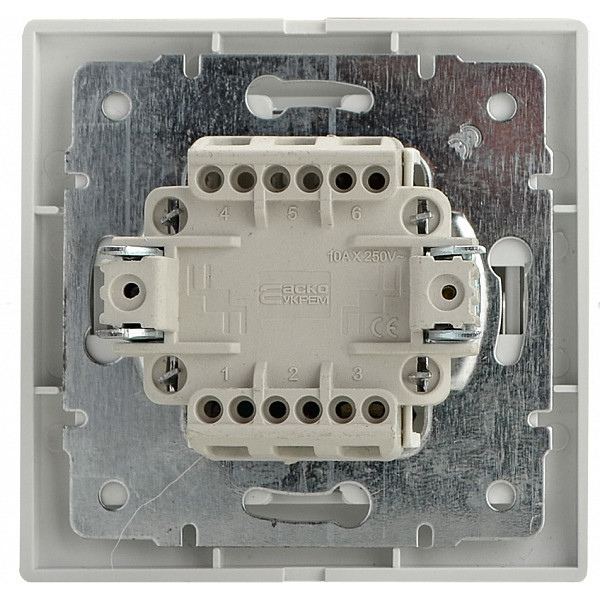 Двухклавишный выключатель Аско-Укрем Fl с подсветкой (BBсб10-2-1-Fl-W) - фото №1