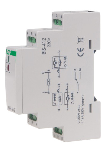 Бістабільне реле F&F BIS-412M-LED 165-265В AC 16А (захист від пускового струму)