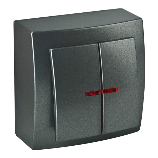 Вимикач Nilson Themis антрацит 2кл з підсвіткою ( 26161004 )