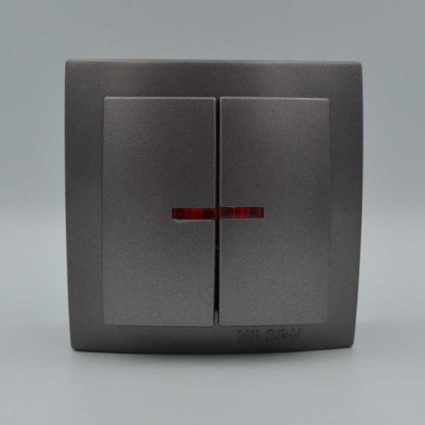 Вимикач Nilson Themis антрацит 2кл з підсвіткою ( 26161004 ) - фото №1
