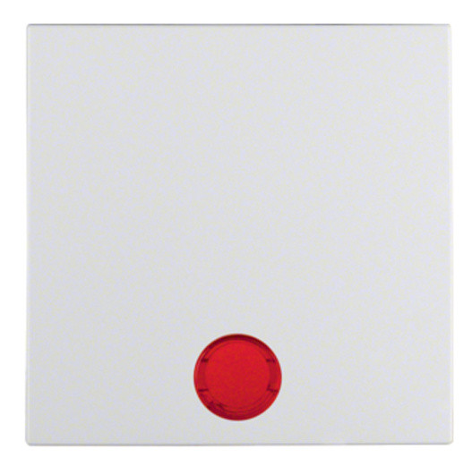 Клавиша одинарная с красной линзой, полярная белизна матовая, Berker S.1/B.3/B.7