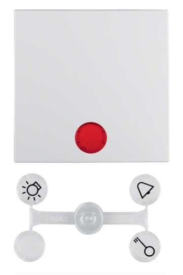 Клавиша одинарная с красной линзой, полярная белизна матовая, Berker S.1/B.3/B.7 - фото №1