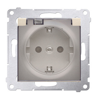 Електрична розетка Kontakt Simon Simon 54 Premium DGSZ1BZ.01/44A IP44 із заземленням шторками та прозорою кришкою (золото)