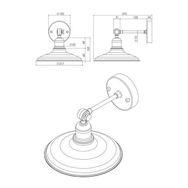 Бра, настінний світильник PikArt 1200-2-PA мідний - фото №1