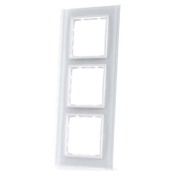 Рамка стеклянная 3-местная полярная белизна Berker B.7 - фото №1