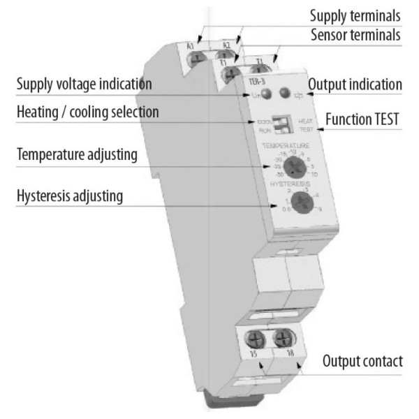 Термореле ETI 002471802 TER-3 С (+30...+70) 24-240 AC/DC (1x16A AC1) - фото №4