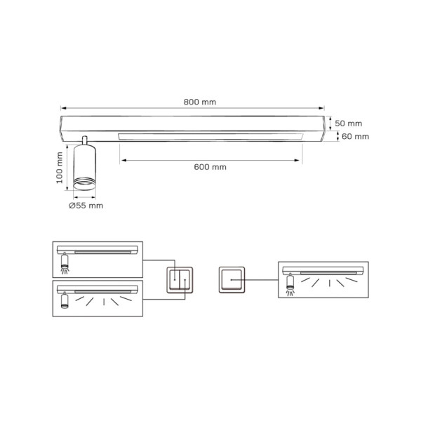 Потолочный светильник Goldlux 327376 Paris GU10+Led 2x10+24W 4000K 1800Lm IP20 Черный - фото №3