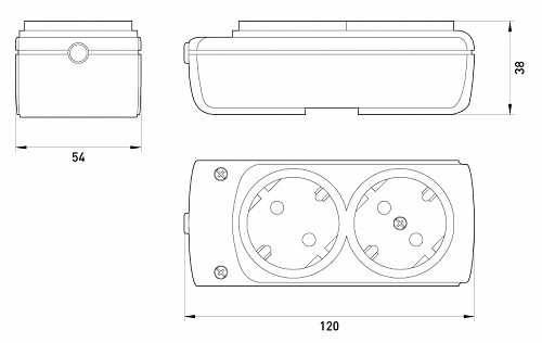 Двухместная колодка E.Next e.t.es.2.z с заземлением (s042100) - фото №1