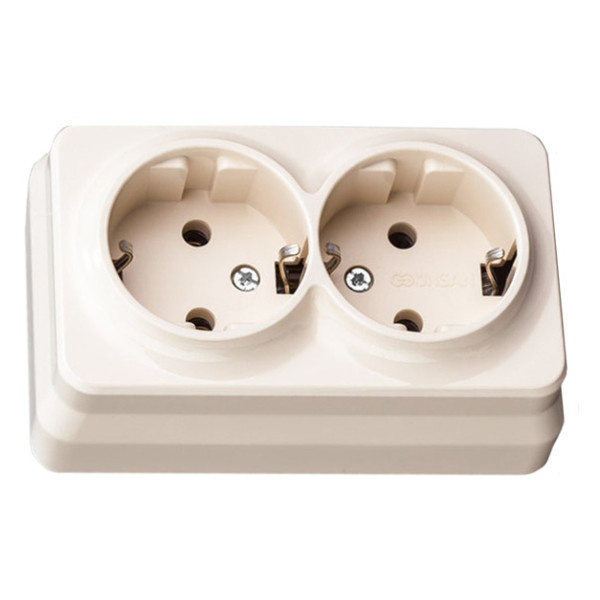 Розетка двойная с з/к Gunsan Misya крем