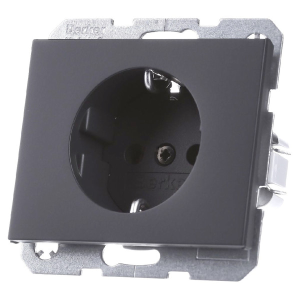 Розетка с з/к антрацит Berker K.1 - фото №1