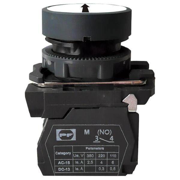 Кнопка Promfactor FP5-AA3341 1NO «чорна стрілка вгору» біла (FP5-AA3341)