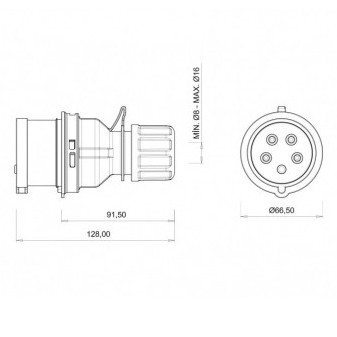 Вилка Bemis BC1-1505-2011 380В 3P+E+N 16A поліамід IP44 (6.2.1.98283) - фото №1