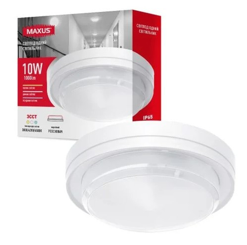 Світлодіодний світильник Maxus MBH 10Вт 3000/4100/6500 IP65 WH Circle (1-MBH-10W-WHC) - фото №3
