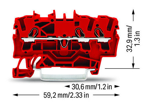 Проходная клемма Wago 2002-1303 для Ex e (красная) - фото №1
