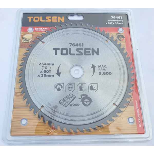 Пильный диск по дереву с ТВС напайками Tolsen (76461) 254х60Тх30мм - фото №1