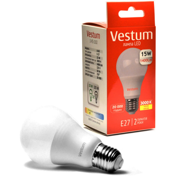 Лампа LED Vestum 15Вт 3000K E27 - фото №1