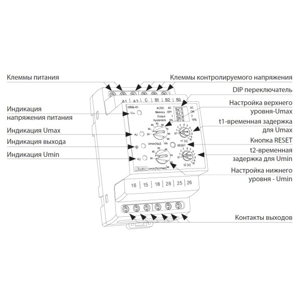 Реле напруги Elko-Ep HRN-42 24V - фото №2