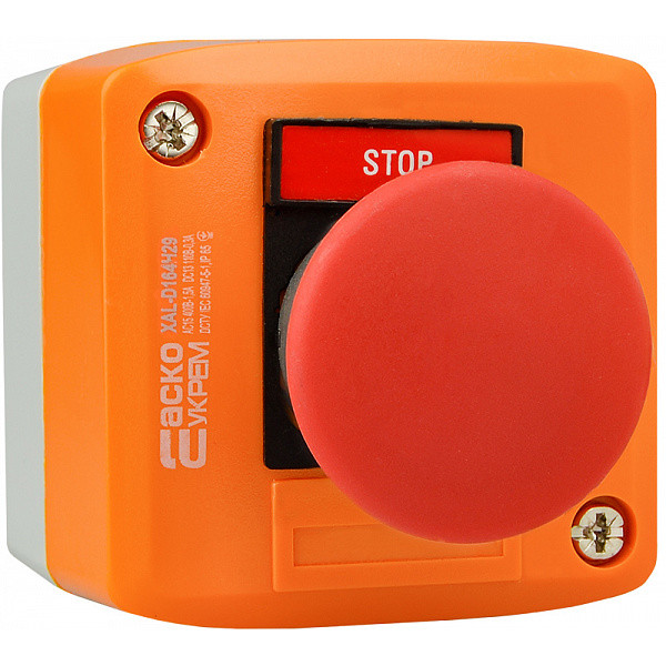 Пост управления Аско-Укрем XAL-D164H29 с кнопкой-грибком (A0140020056) - фото №1