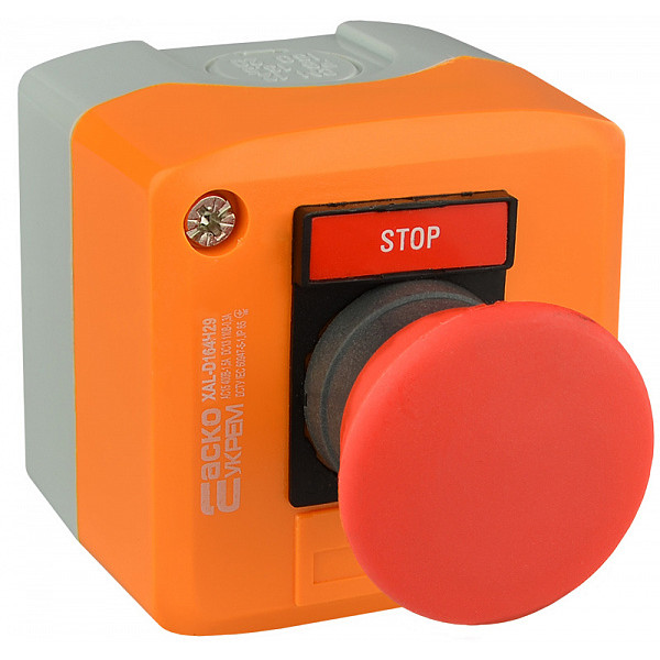 Пост управления Аско-Укрем XAL-D164H29 с кнопкой-грибком (A0140020056) - фото №2