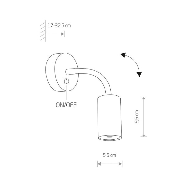Бра, настінний світильник Nowodvorski 9067 Eye flex GU10 1x10W IP20 Bl - фото №1