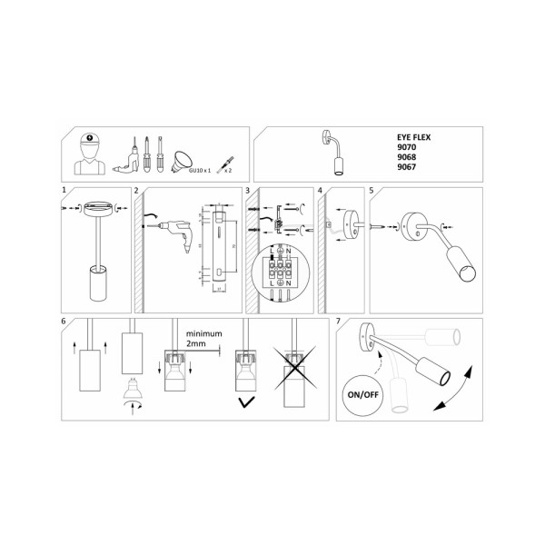 Бра, настінний світильник Nowodvorski 9067 Eye flex GU10 1x10W IP20 Bl - фото №2