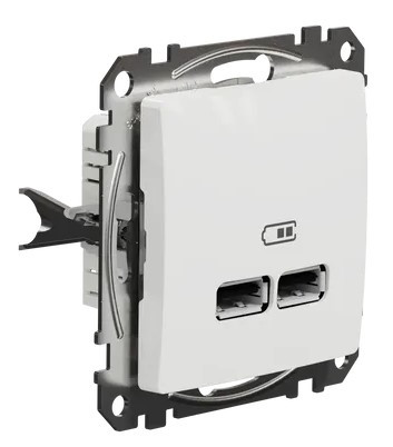 USB розетка Schneider Electric Sedna Design & Elements A+A 2,1A біла SDD111401 - фото №1